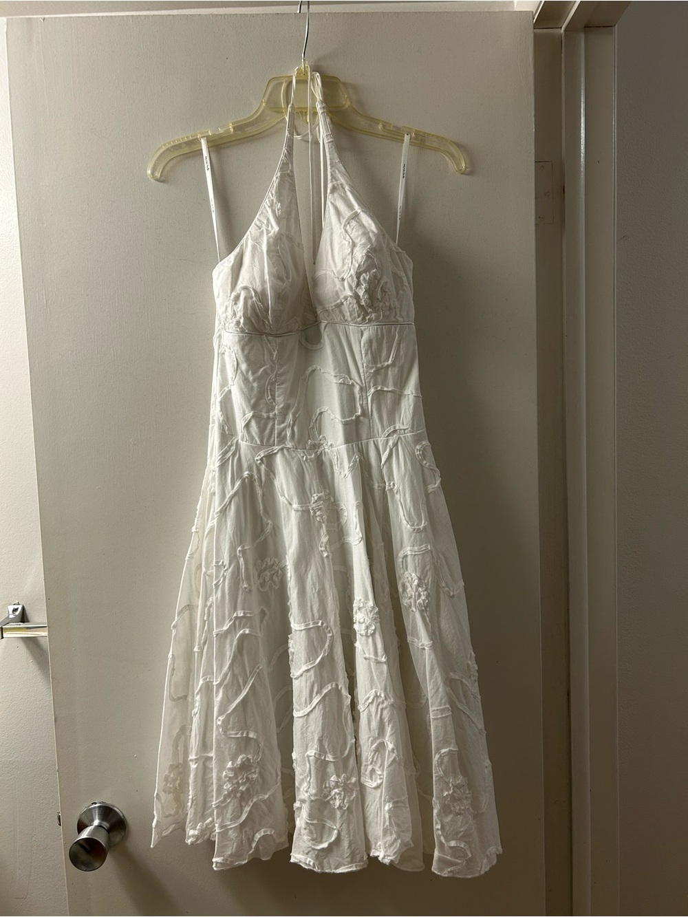 My Michelle White Halter Sundress with Floral Texture